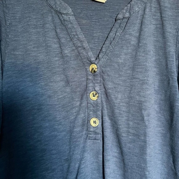 Chicos Navy Blue Henley Cotton Modal 3/4 Sleeve T Shirt Tunic Top Tee Sz 0 Small - Picture 3 of 5